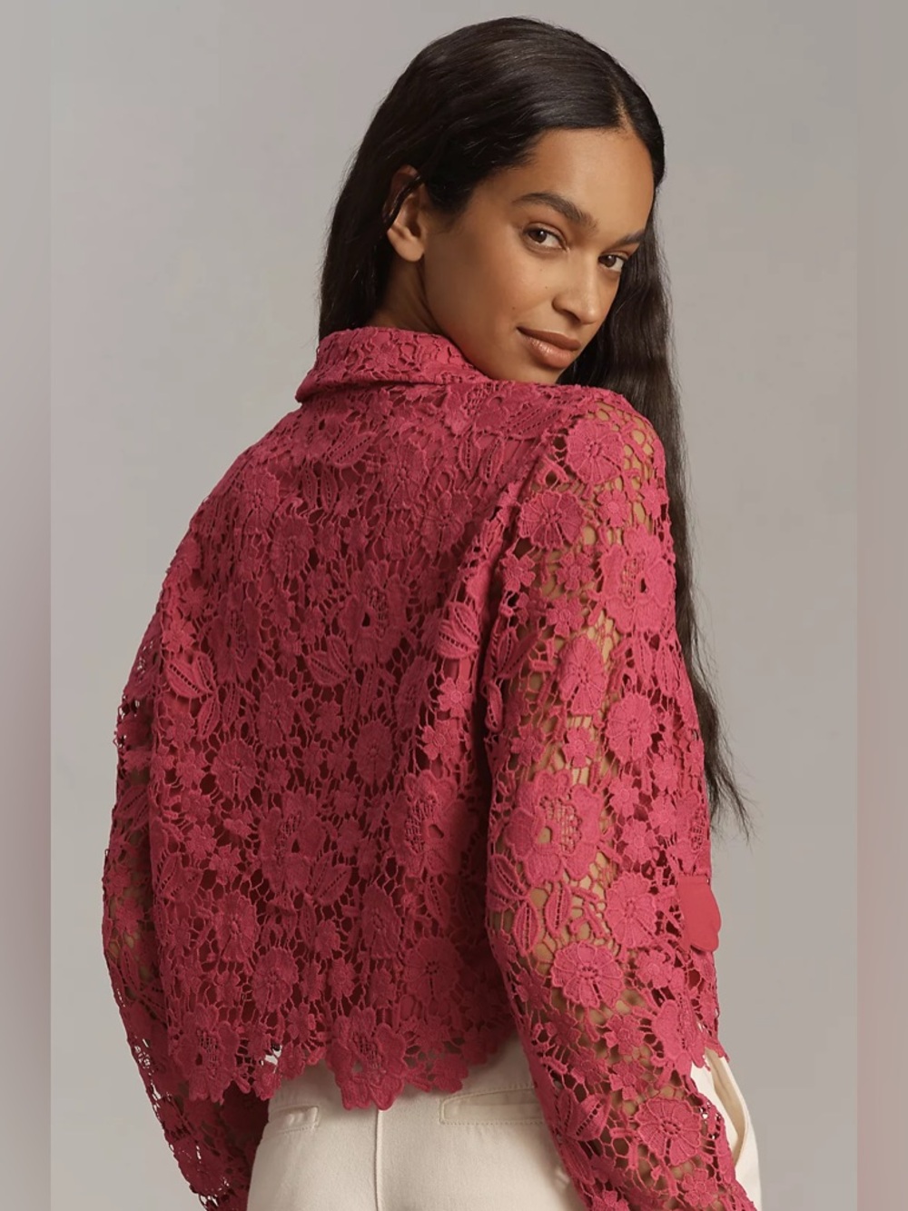 Anthropologie Dolan Left Coast Fuchsia Lace Lady Jacket XS - Picture 2 of 12